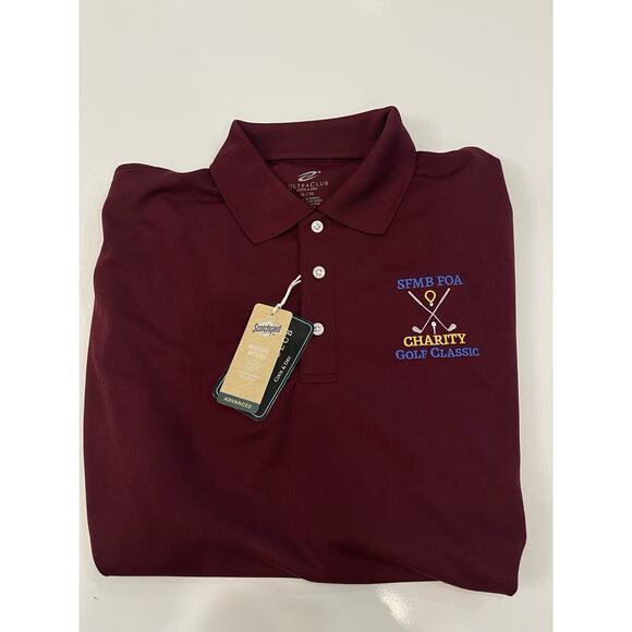 Ultra Club cool n dry Wine Color Short Sleeve Polo Shirt Size XL Customized - Picture 1 of 5